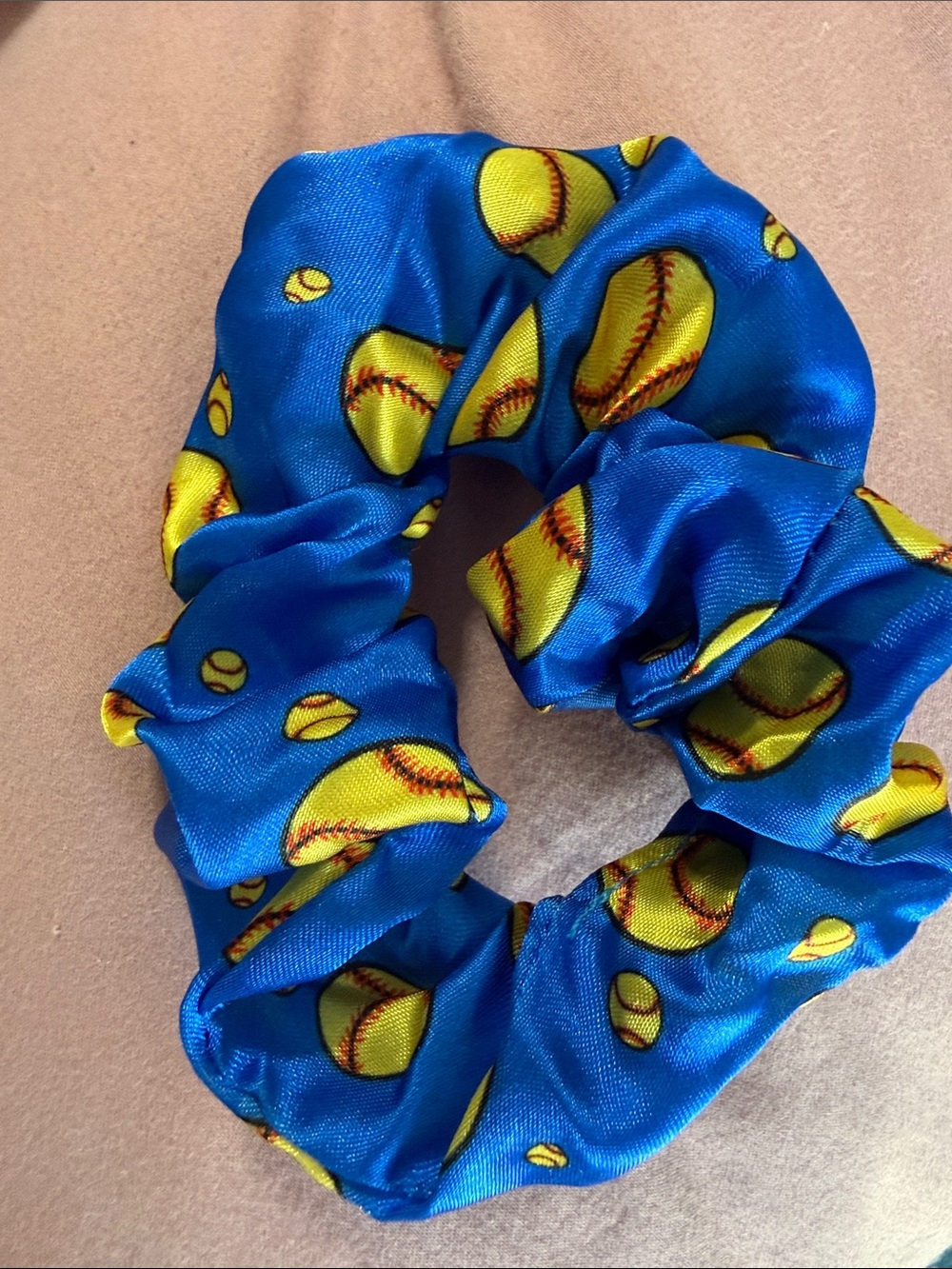 🥳 7/$10!! NEW Blue Softball Print Kids Scrunchie